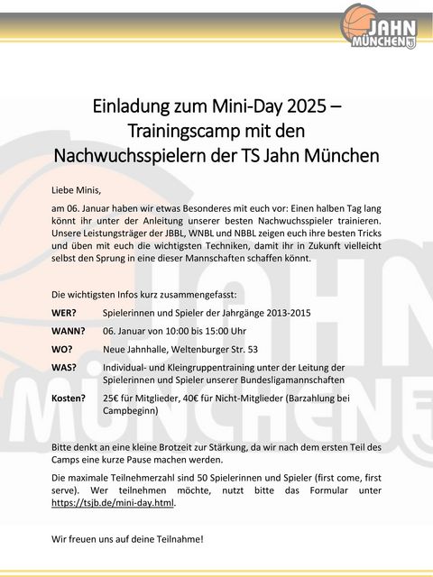 TS Jahn München Basketball News